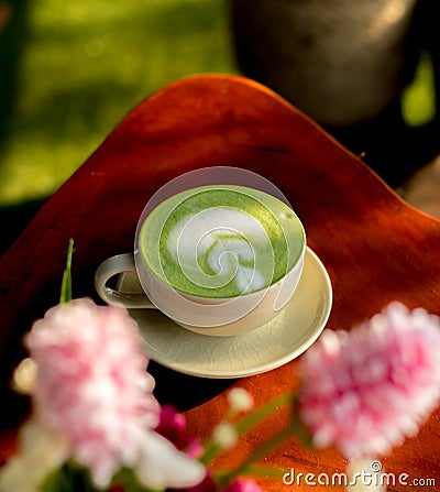 Green tea latte Stock Photo