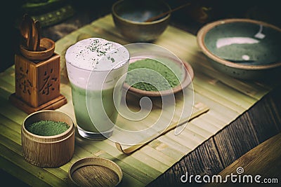 Green tea matcha latte Stock Photo