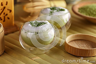 Green tea matcha latte Stock Photo