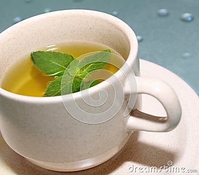 Green tea with mint Stock Photo