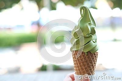 Green tea soft ice-cream Stock Photo