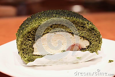Green tea swissroll Stock Photo