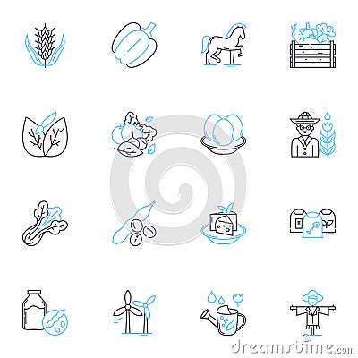 Green technology linear icons set. Sustainability, Renewable, Solar, Wind, Geothermal, Energy-efficient, Eco-friendly Vector Illustration