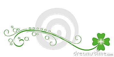 Green tendril four leaf clover Vector Illustration