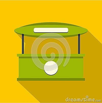 Green tent shop icon, flat style Vector Illustration