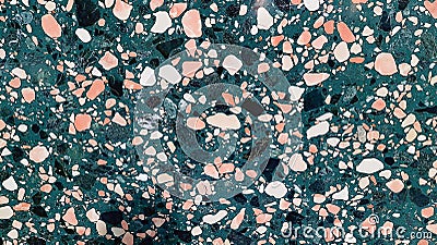 Green Terrazzo seamless pattern. Surface texture of decorative granite mosaic. Green marble tiles. Stone floor texture Stock Photo