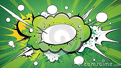 green theme exploding pop speech bubble ba ai generated Stock Photo