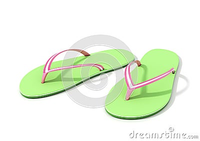 Green Thongs. Summertime Fun. Stock Photo