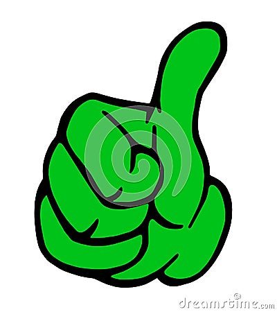 Green thumbs up hand sign Stock Photo