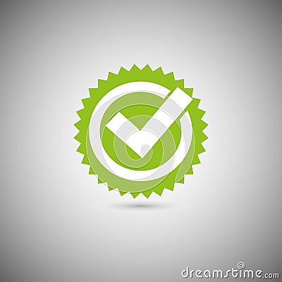 Green tick mark icon Cartoon Illustration