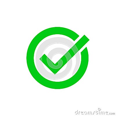 Green tick marker checkmark vector circle icon Vector Illustration