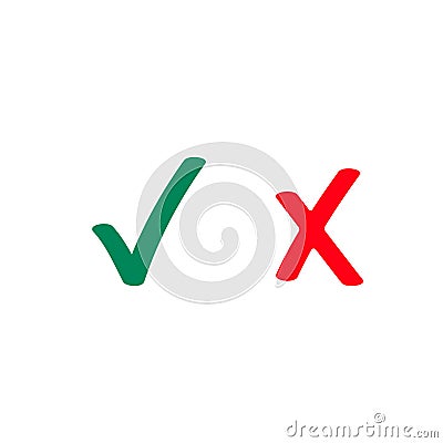 Green tick and red checkmark vector icons Vector Illustration