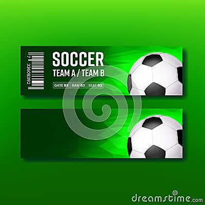 Green Ticket For Visit Soccer Season Match Vector Vector Illustration