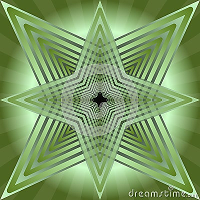 Green tile with abstract semitransparent star shape on green gradient baackground Vector Illustration