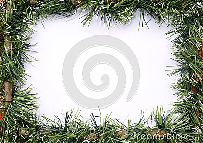 Green tinsel christmas garland Stock Photo