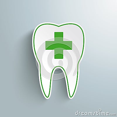 Green Tooth Cross Medicine Vector Illustration