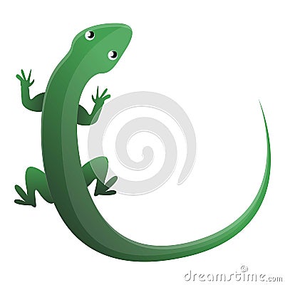 Green top view lizard icon, cartoon style Vector Illustration