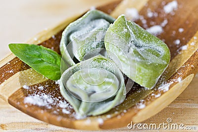 Green tortellini Stock Photo