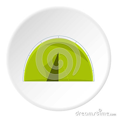 Green touristic camping tent icon circle Vector Illustration