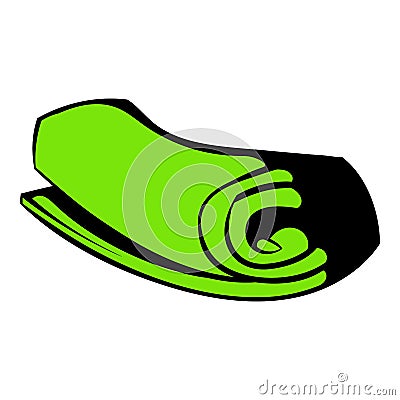 Green towel rolled up icon, icon cartoon Vector Illustration