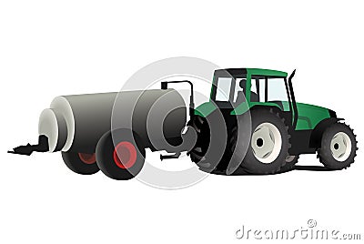 Green tractor with fertilizer Vector Illustration