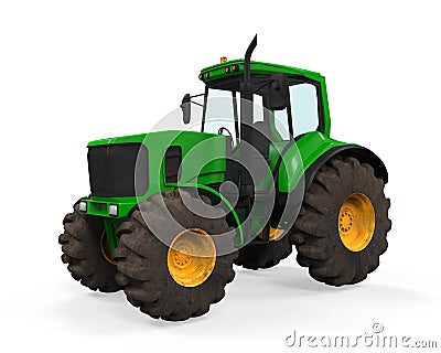 Green Tractor Isolated Stock Photo