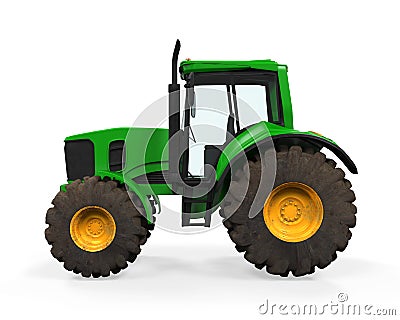 Green Tractor Isolated Stock Photo