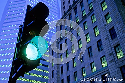 Green traffic light Stock Photo