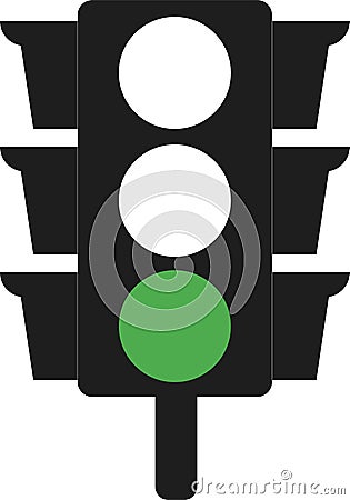 Green Traffic Light vector icon. Traffic signal sign. Go signal Road Instruction, regulation symbol, traffic rules design element Vector Illustration