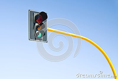 Green trafficlight on blue background with copy space Stock Photo