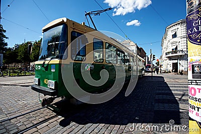 Green tram Editorial Stock Photo