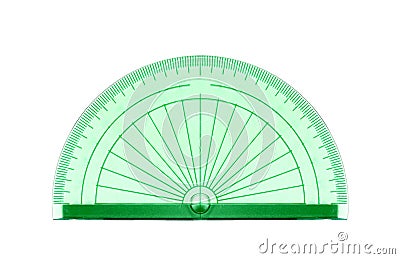 green transparent protractor isolated Stock Photo