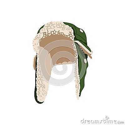 Green trapper cap hat Vector Illustration