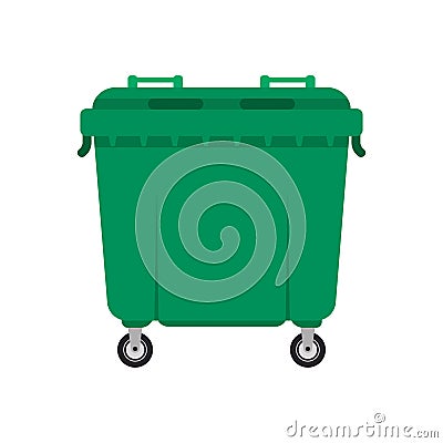 Green trash dumpster Cartoon Illustration