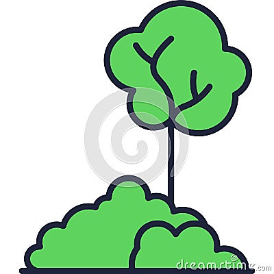 Green tree and bush icon isolated vector Vector Illustration