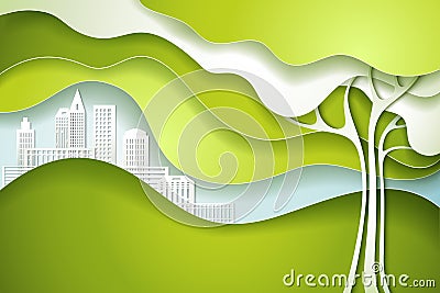 Green tree. Eco nature concept city Vector Illustration