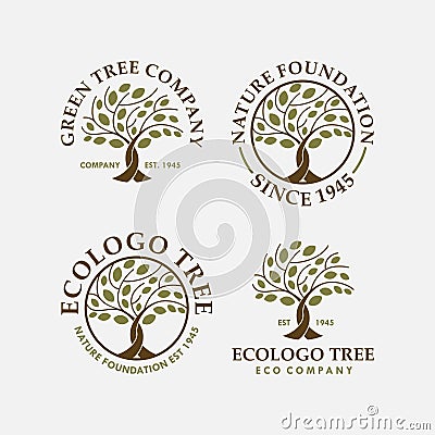 Green Tree Environment logo set Vector Illustration