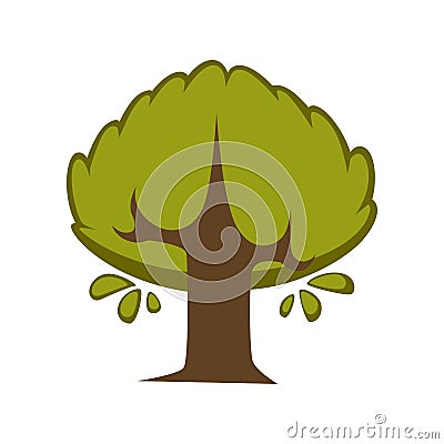 Green tree flat vector icon eco nature symbol of deciduous forest leaf Vector Illustration