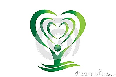 Green tree heart abstract vector Vector Illustration