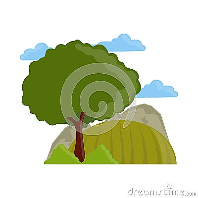 green tree hill and sky Vector Illustration