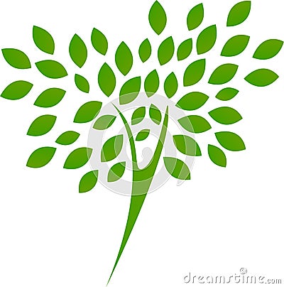 Green tree with leaves Vector Illustration