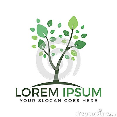 Green tree logo design. Stock Photo