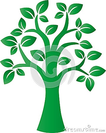 Green tree milieu environ logotype Stock Photo