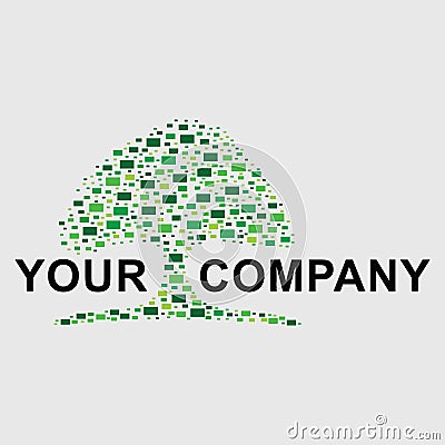 Green tree pixel logo Vector Illustration