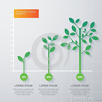 Green tree and plant diagram infographics template. Vector illus Vector Illustration