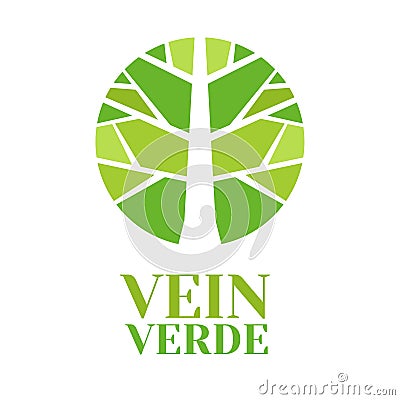 Green tree shaped logo. circular leaf vein Vector Illustration