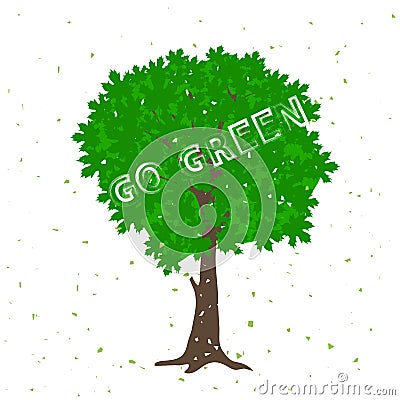 Green Tree Silhouette with Positive Quote Stock Photo