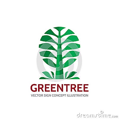 Green tree - vector logo template concept illustration in flat style. Landscape forest creative sign. Nature symbol. Vector Illustration