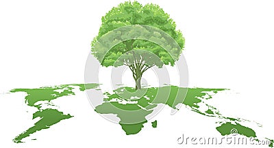 Green tree World Atlas Vector Illustration