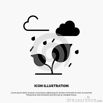 Green, Trees, Cloud, Leaf solid Glyph Icon vector Vector Illustration